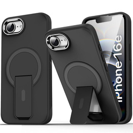 Tok Iphone 16E, Kickstand Matt Case, MagSafe, fekete