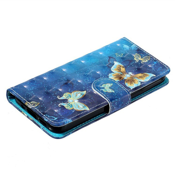 Pattintható tok a Xiaomi Redmi 13C / Poco C65, Wallet, Butterflies kék