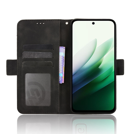 Pántos tok Xiaomi Redmi 15 5G / 4G, kártyahely, pénztárca, fekete