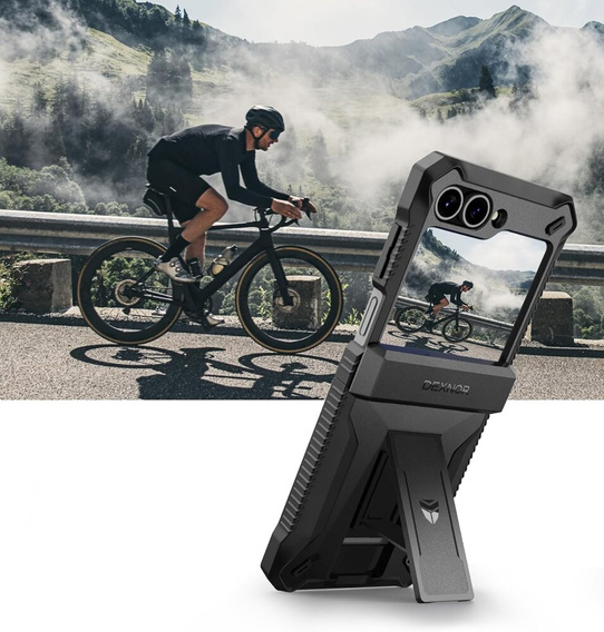 Páncélozott tok Samsung Galaxy Z Flip7 FE / Z Flip6 készülékhez, Dexnor Clip Holder, fekete