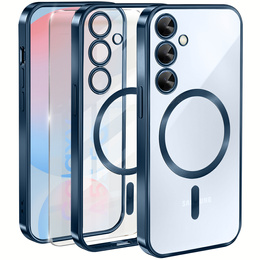 Tok Samsung Galaxy S24 FE-hoz, Electro MagSafe, kék + üveg a képernyőhöz