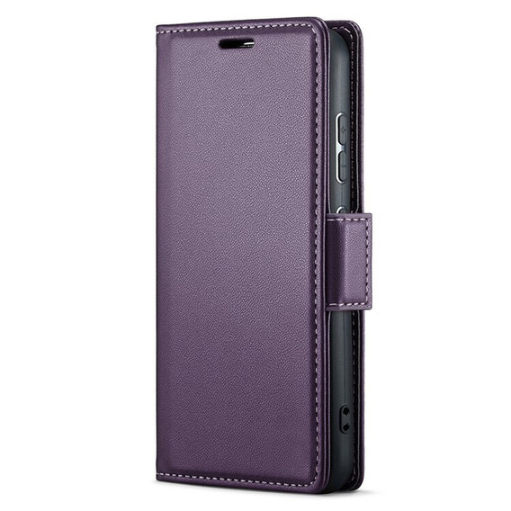 Tok Realme 14 Pro+ 5G, ERBORD Glossy Litchi, pénztárca patenttal, lila