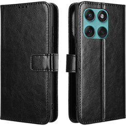 Pattintható tok a Motorola Edge 60 / 60 Fusion, Crazy Horse Wallet, fekete