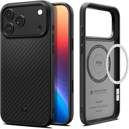 Spigen Enzo Aramid MagSafe tok iPhone 17 Pro Max készülékhez, szénfekete színben
