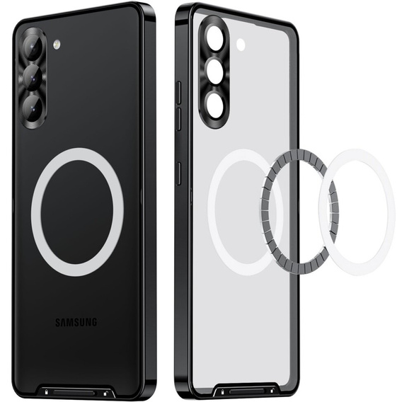 Kameravédő tok Samsung Galaxy S23 FE, CamShield MagSafe, átlátszó / fekete
