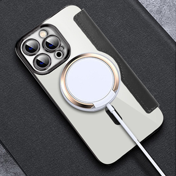 Pattintható tok a iPhone 13 Pro Max, RFID Wallet MagSafe CamShield, fekete