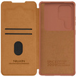 NILLKIN flip tok Samsung Galaxy S25 Ultra, CamShield Qin Pro, bőr, barna