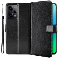 Pattintható tok a Xiaomi Redmi Note 12 Pro+ 5G, Crazy Horse Wallet, fekete