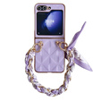Tok Samsung Galaxy Z Flip7 FE / Z Flip6, Grid Leather, lila