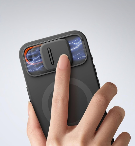 SURITCH - Mágneses védőtok kamerafedéllel és állvánnyal iPhone 16e készülékhez