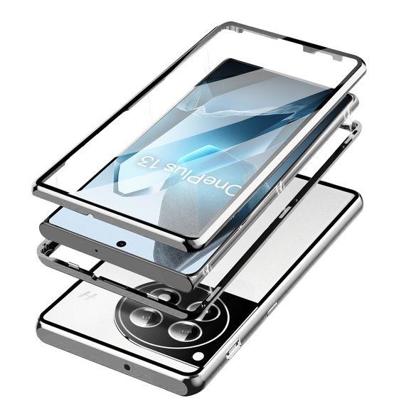 Tok OnePlus 13, Magnetic Dual Glass, ezüst
