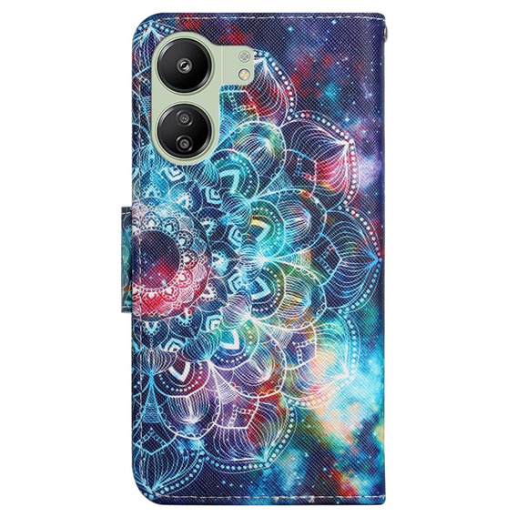Pattintható tok a Xiaomi Redmi 13C / Poco C65, Wallet, Starry Mandala, kék