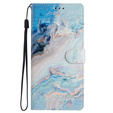 Pattintható tok a Samsung Galaxy A25 5G, Wallet Marble, kék + 9H üveg