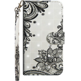 Pattintható tok a Xiaomi Redmi Note 8 Pro, Wallet flowers, fehér