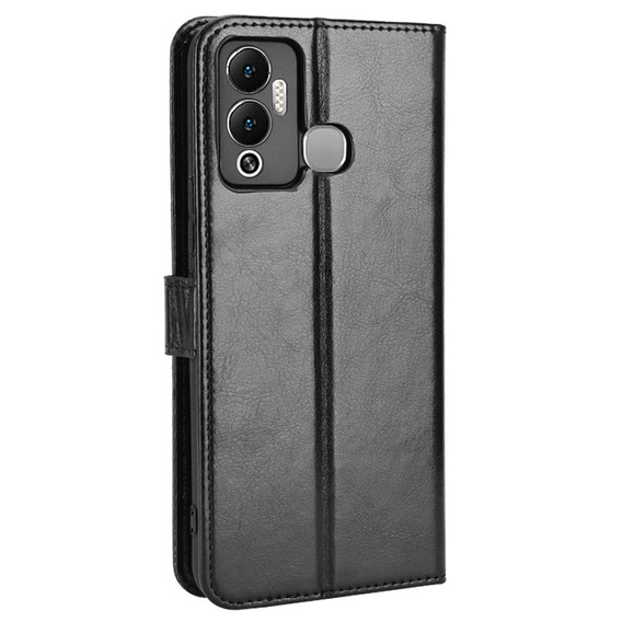 Pattintható tok a Infinix Hot 12 Play 4G, Crazy Horse Wallet, fekete