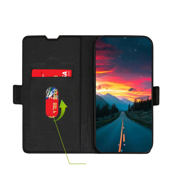 Pattintható tok a Oppo A57s, Wallet Thin Magnet, fekete