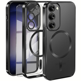 Tok Samsung Galaxy S23-hoz, Electro MagSafe, fekete + üveg a képernyőhöz