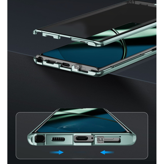 Tok OnePlus 12 5G, Magnetic Dual Glass, zöld