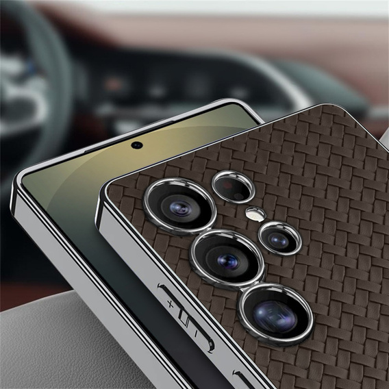 Telefontok a Samsung Galaxy S25 Ultra, GKK Woven Leather, kávé