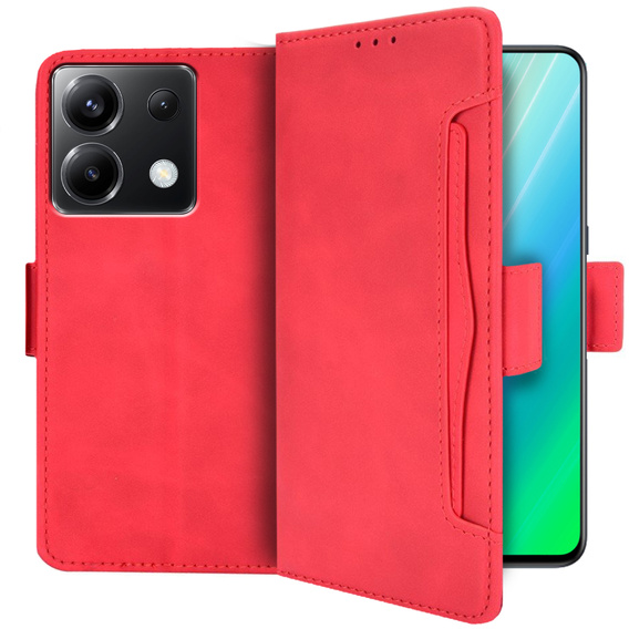 Pattintható tok a Xiaomi Poco X6 5G, Card Slot, piros