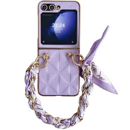 Tok Samsung Galaxy Z Flip7 FE / Z Flip6, Grid Leather, lila