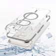 Tok iPhone Air készülékhez, MagSafe, állvánnyal, átlátszó, szürke betétekkel