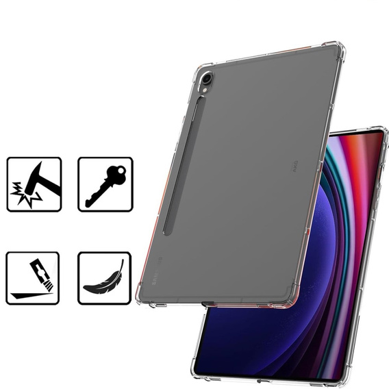 tok Samsung Galaxy Tab S9 FE készülékhez, tolltartóval, szilikon, átlátszó