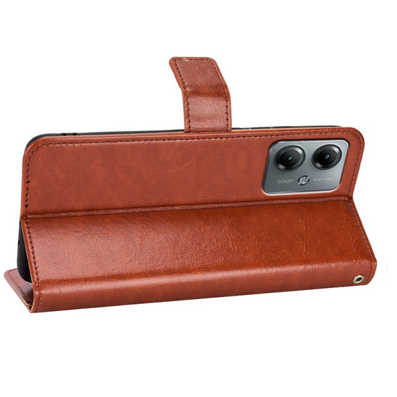 Pattintható tok a Motorola Moto G14, Crazy Horse Wallet, barna