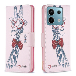 Pattintható tok a Xiaomi Redmi Note 13 Pro 5G, Wallet, Giraffe rózsaszín