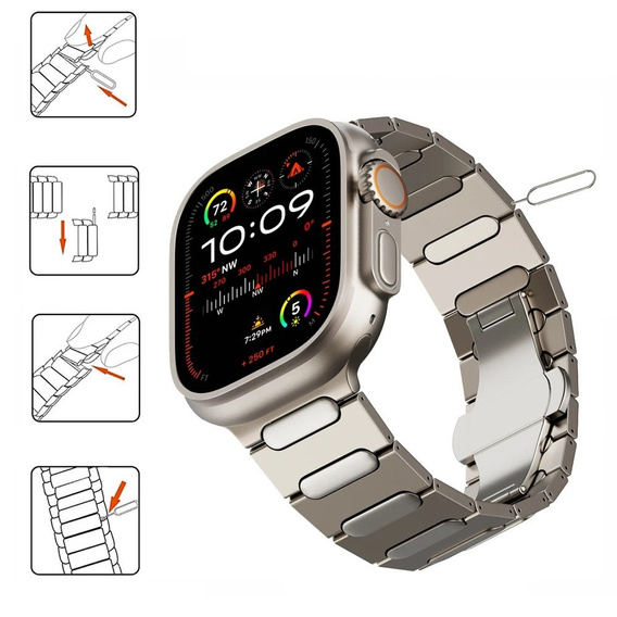 Karkötő Apple Watch 1/2/3/4/4/5/6/7/8/9/SE/ULTRA/ULTRA 2 42/44/45/45/49MM, titánium