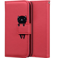 Pattintható tok a Xiaomi Redmi Note 8 Pro, Wallet Cat, piros