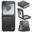 Tojás Samsung Galaxy Z Flip7 FE / Z Flip6, CASEME Litchi Leather, fekete