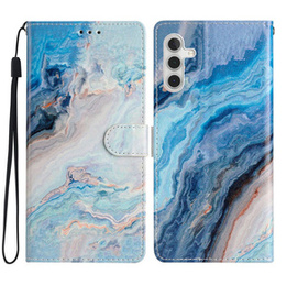 Pattintható tok a Samsung Galaxy A25 5G, Wallet Marble, kék + 9H üveg