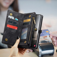 CASEME tok Samsung Galaxy A56 5G, Retro Leather Wallet, szíjjal, fekete
