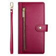 Pattintható tok a Honor Magic 7 Lite, Wallet Zipper Pocket, piros