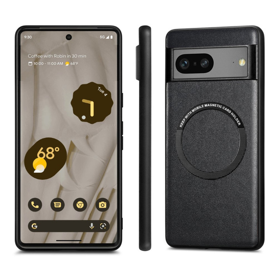 Telefontok a Google Pixel 7A, Leather Hybrid MagSafe, fekete