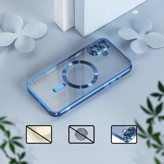 Tok iPhone 16 Plus-hoz, Electro MagSafe, kék + üveg a képernyőhöz
