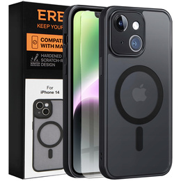 Tok iPhone 14-hoz, MagSafe, ERBORD Matt Case, fekete + képernyőüveg