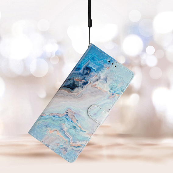 Pattintható tok a Samsung Galaxy A25 5G, Wallet Marble, kék + 9H üveg