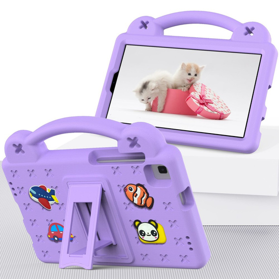 Gyermek tok Samsung Galaxy Tab A7 Lite 8.7 T220/T225, Cute Patterns, állvánnyal, lila