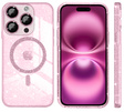 Tok iPhone 16 Pro-hoz, ERBORD Glitter MagSafe, rózsaszín + képernyőüveg