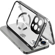 Magnetic Dual Glass MagSafe tok iPhone 15 Pro Max, ezüst
