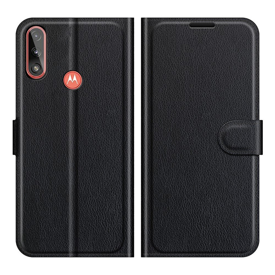 Pattintható tok a Motorola Moto E7 Power / E7i Power, Wallet Litchi Texture, fekete