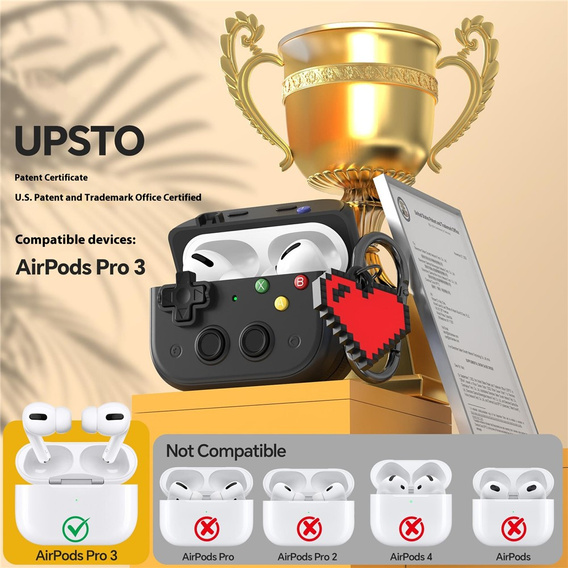 Retro konzol tok szívcímkével az AirPods Pro 3 készülékhez
