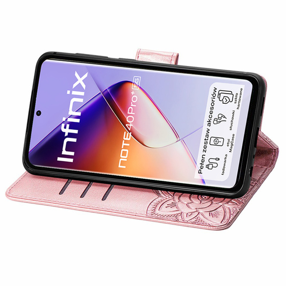 Pattintható tok a Infinix Note 40 Pro Plus, Butterfly, rózsaszín rose gold