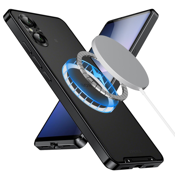 Kameravédő tok Sony Xperia 5 V, CamShield MagSafe, átlátszó / fekete