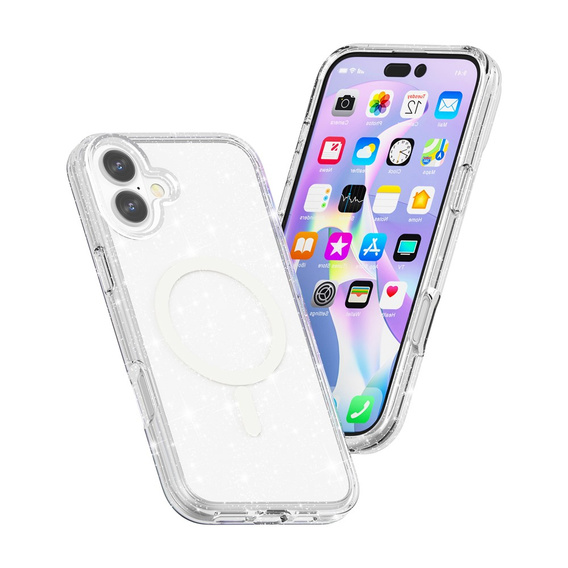 Tok iPhone 17 készülékhez, MagSafe, csillogó, átlátszó