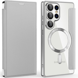 Pattintható tok a Samsung Galaxy S25 Ultra, RFID Wallet MagSafe CamShield, ezüst