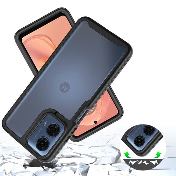 Tok Motorola Moto E14 / G24 / G04 készülékhez, Shockproof, fóliával, fekete