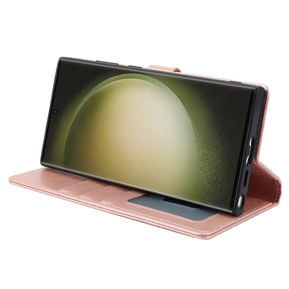 Pattintható tok Samsung Galaxy S23 Ultra, pénztárca, MagSafe-hoz, rózsaszín rose gold